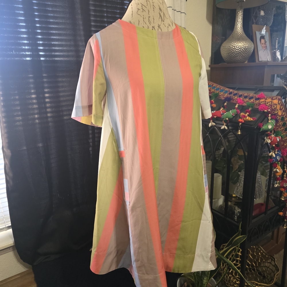 Entro Multicolor Striped Mini Dress With Pockets